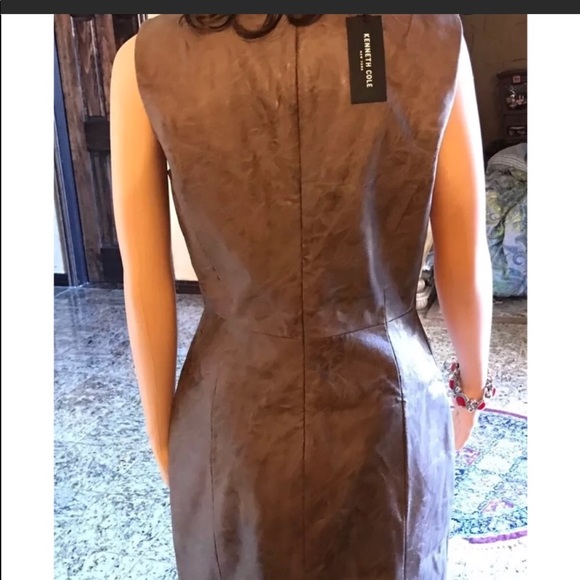 Kenneth Cole Sleeveless Faux leather Wrap Dress - Picture 6 of 8